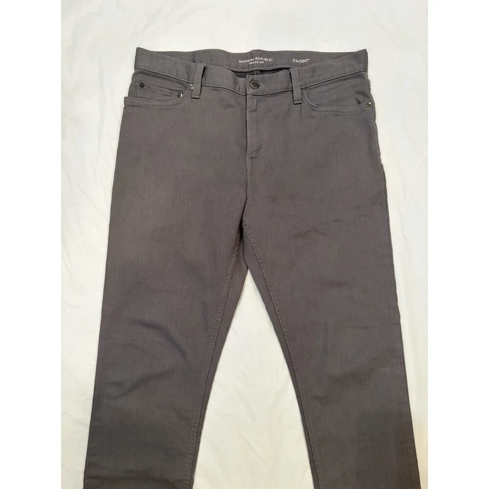 Banana Republic Jeans Men's 33x30 Grey Traveler Slim Fit 5-Pocket